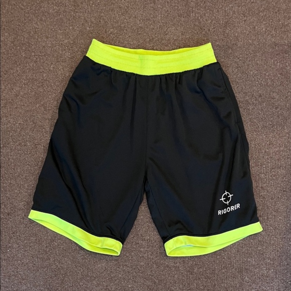 Igor Black Athletic Shorts with Neon Lime Trim